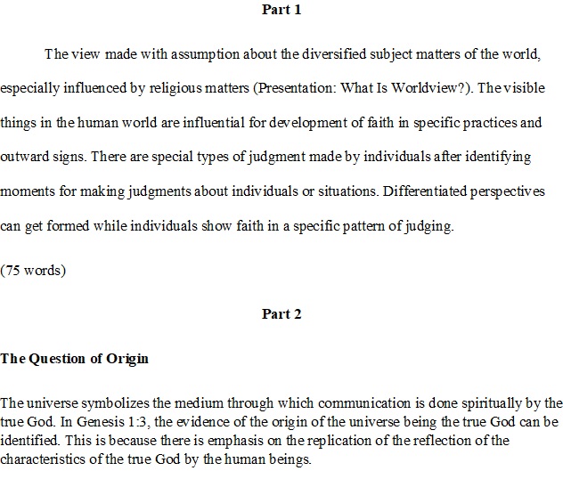 Worldview Research Paper Assignment